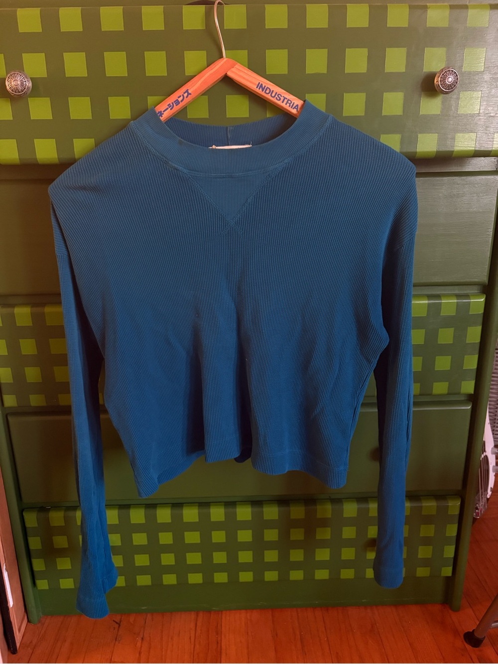 Back Beat Co. Teal Ribbed Crewneck Long-Sleeve Top